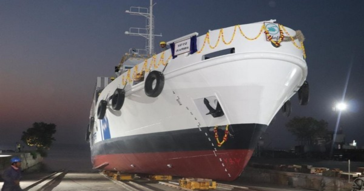 Indian Coast Guard launches auxiliary barge Urja Prabha in Gujarat's Bharuch